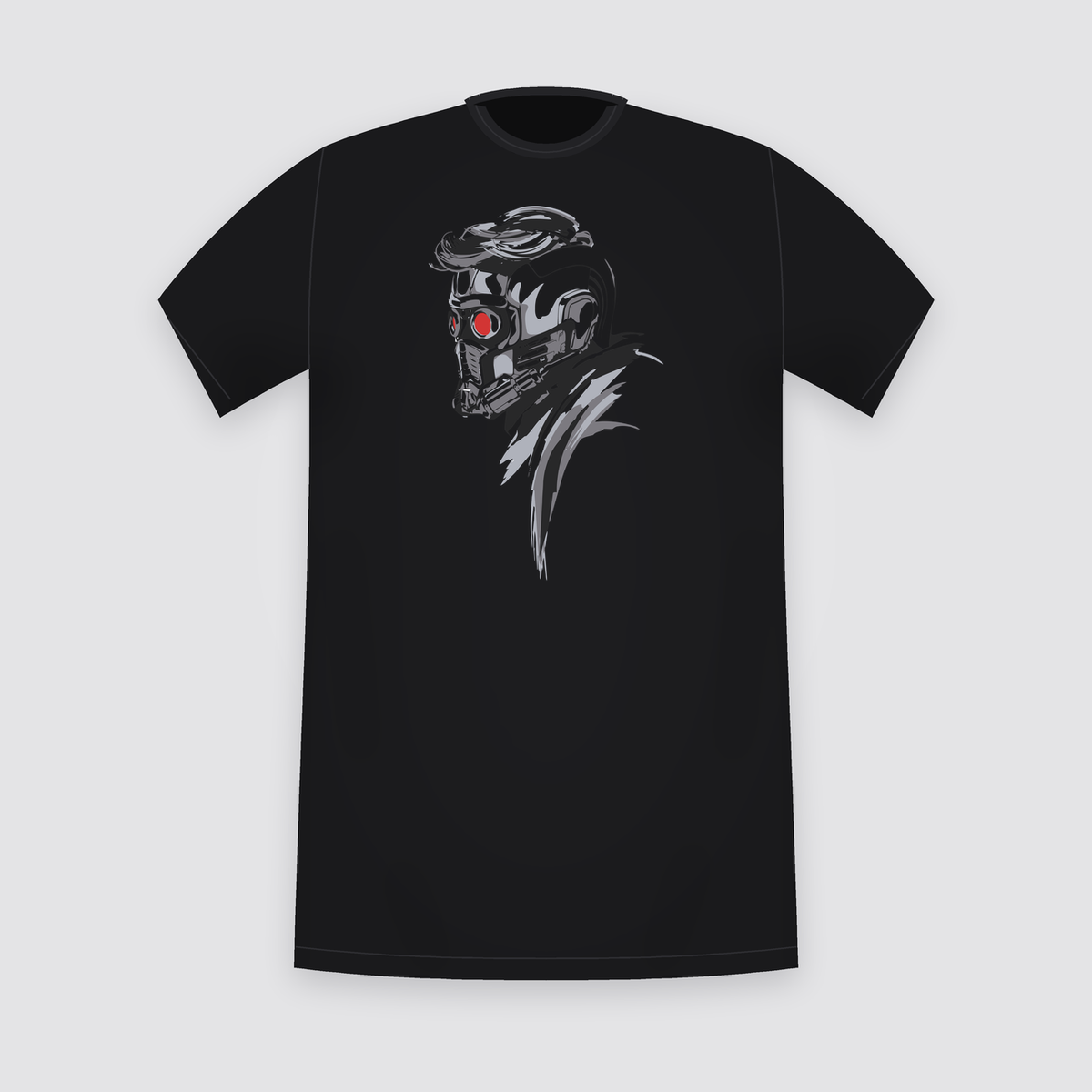 Marvel Star-Lord Helmet Line Art Black T-Shirt