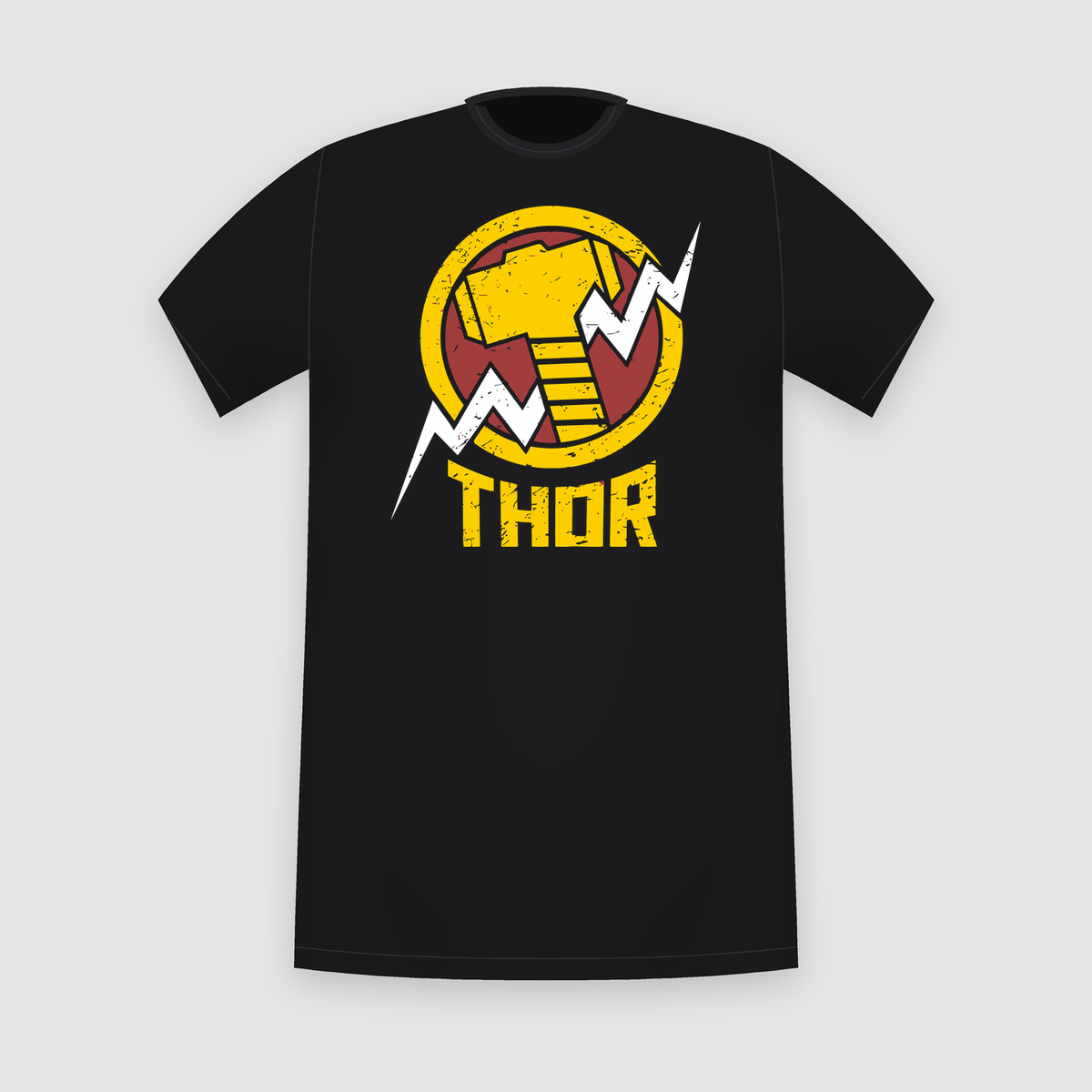 Marvel Thor Hammer Badge Black T-Shirt