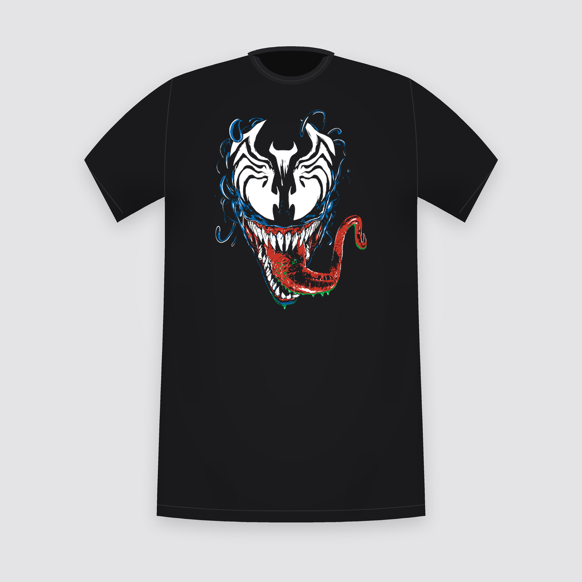 Marvel Venom Face and Tongue Black T-Shirt