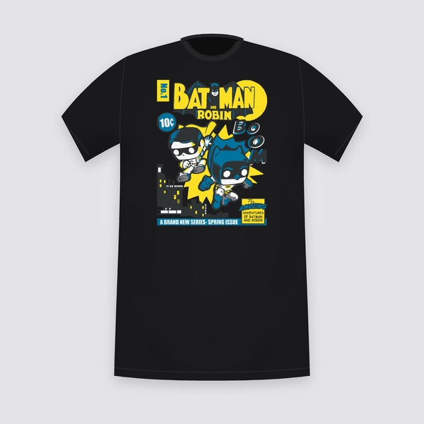 DC Batman and Robin Comic Cover Black T-Shirt