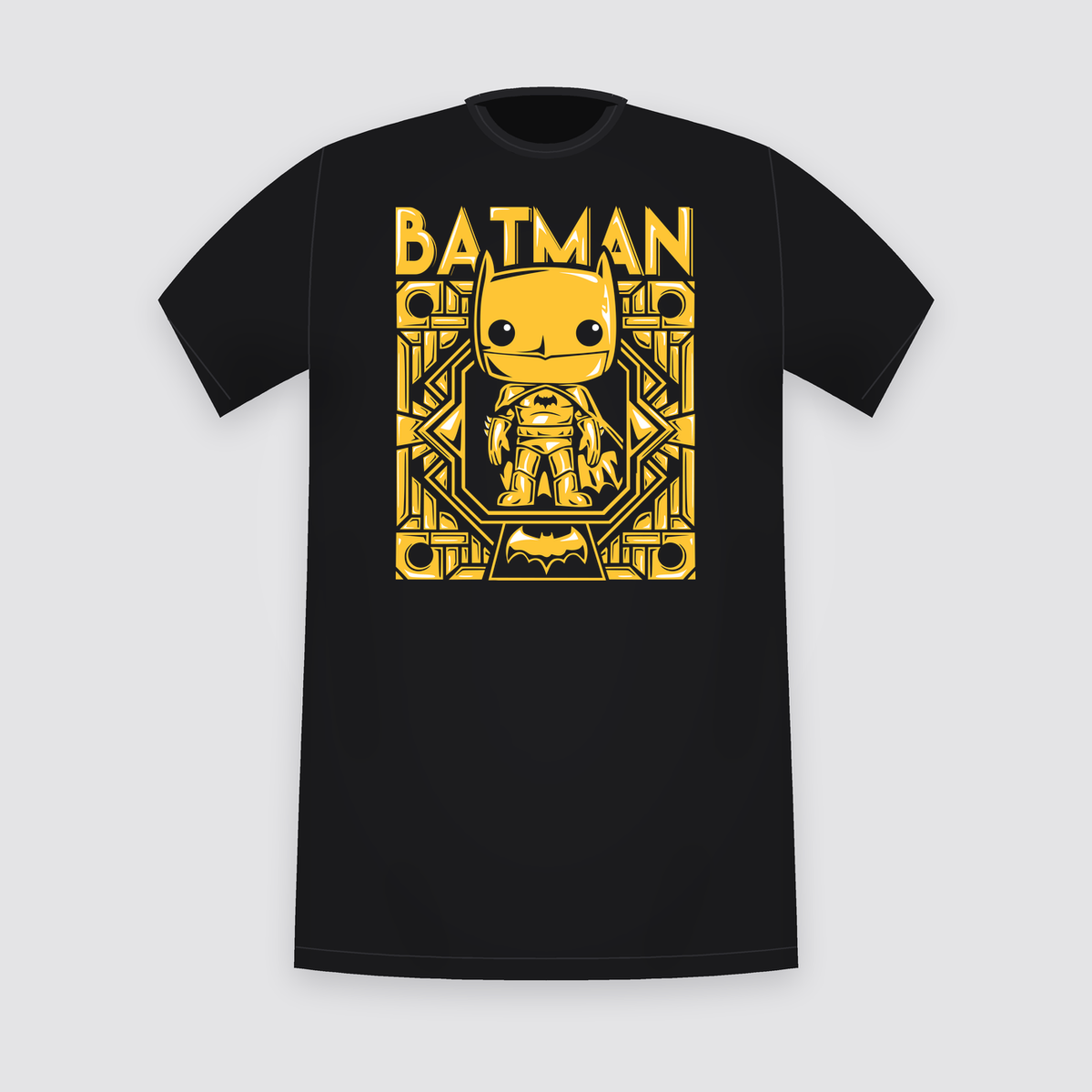 DC Batman Gold Pop-Style Black T-Shirt