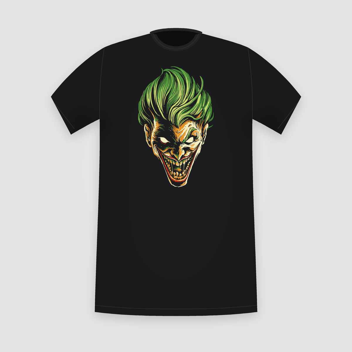 DC Joker Green Hair Face Black T-Shirt