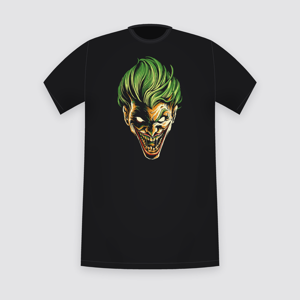 DC Joker Green Hair Face Black T-Shirt