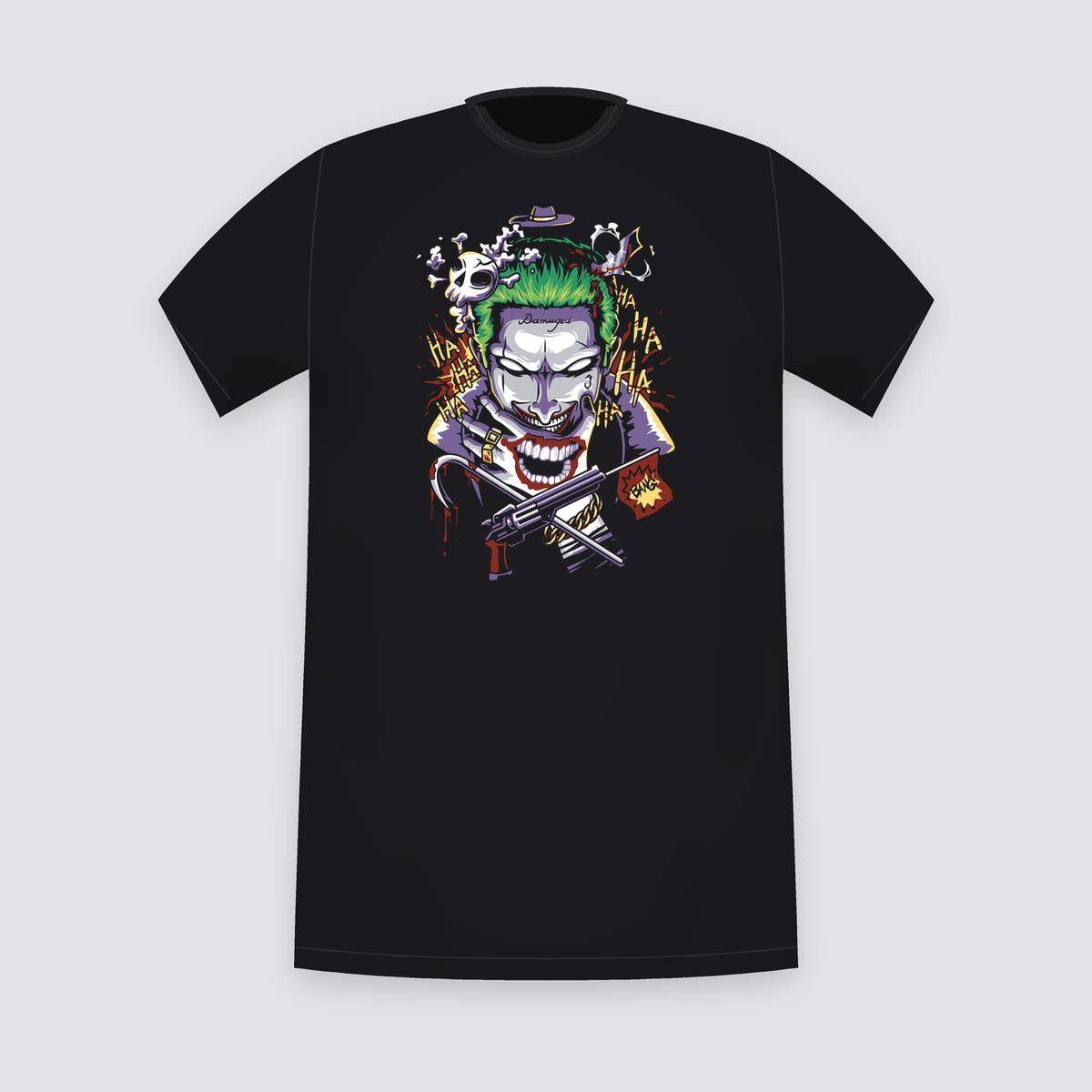 DC Joker Laughing Portrait Black T-Shirt