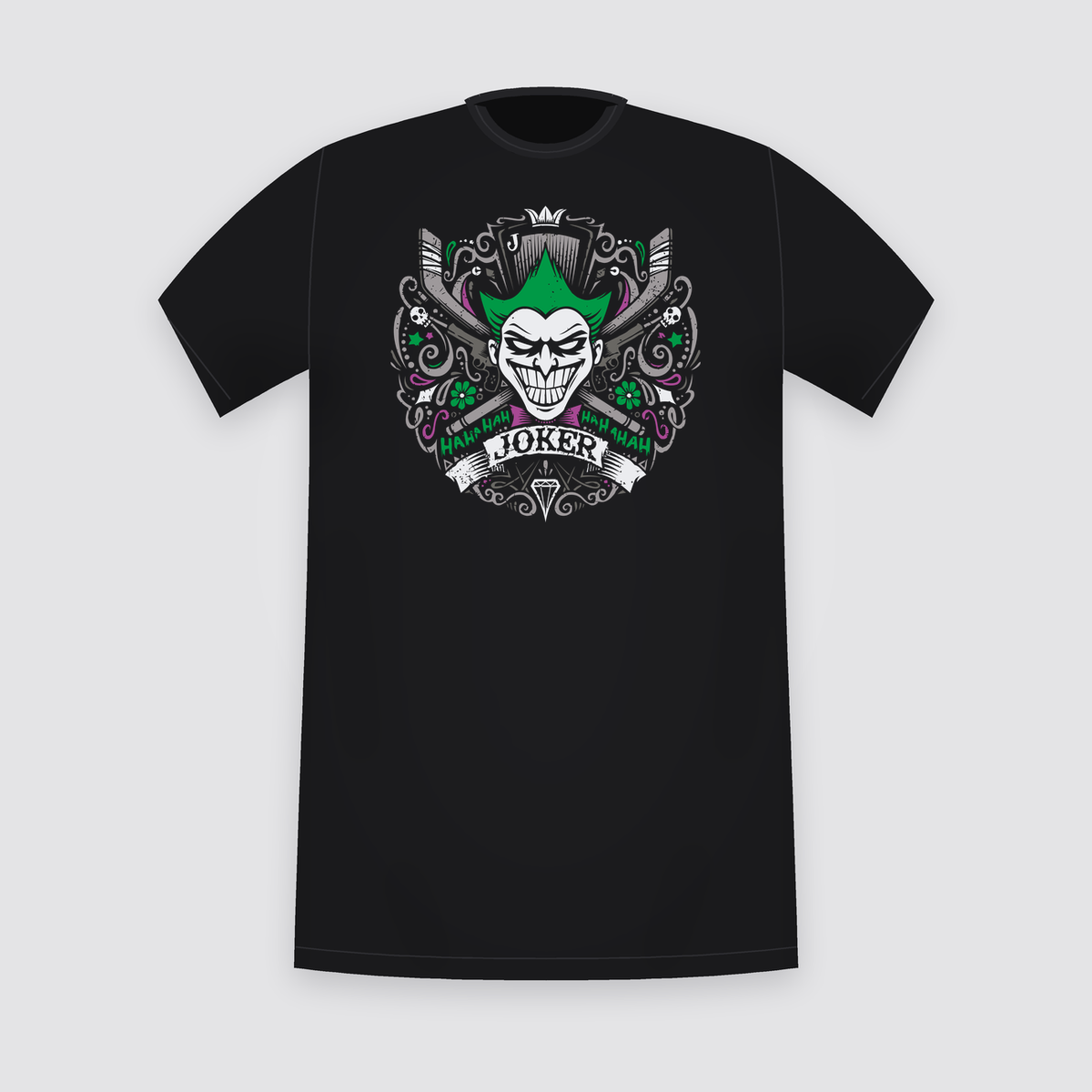 DC Joker Ornate Badge Black T-Shirt