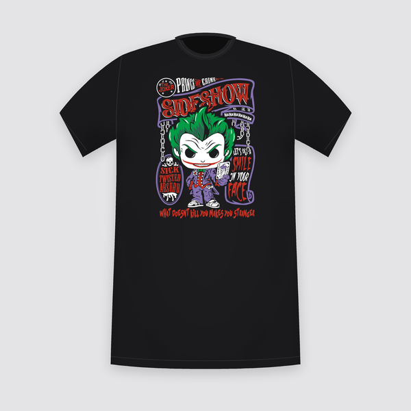 DC Joker Sideshow Pop-Style Black T-Shirt