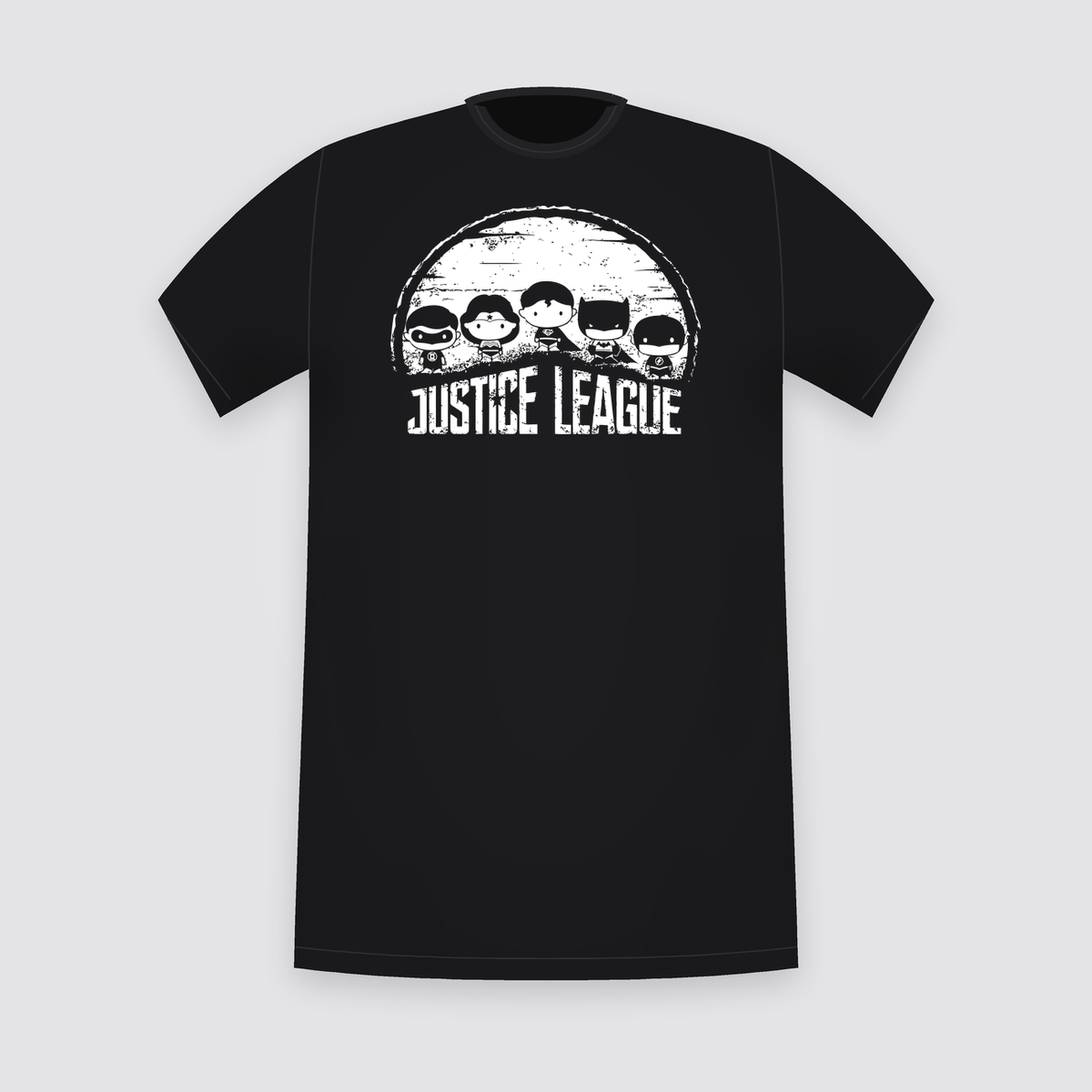 DC Justice League Chibi Line-Up Black T-Shirt