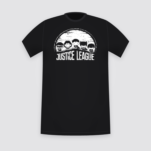 DC Justice League Chibi Line-Up Black T-Shirt