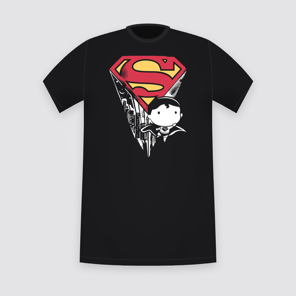 DC Superman Chibi Shield Black T-Shirt