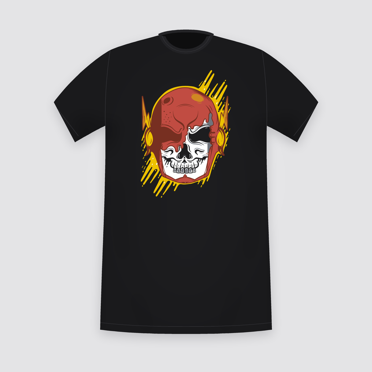 DC The Flash Skull Cowl Black T-Shirt