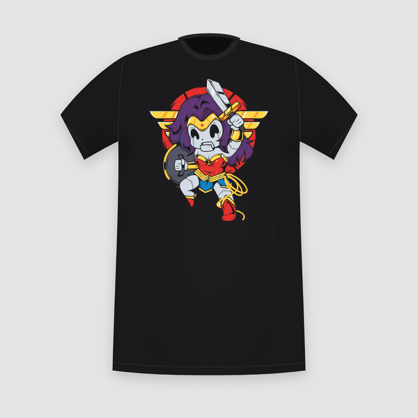 DC Wonder Woman Chibi Warrior Black T-Shirt