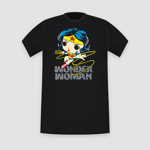 DC Wonder Woman Pop-Style Black T-Shirt