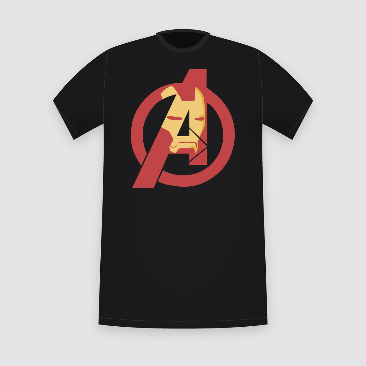 Marvel Avengers Logo Iron Man Helmet Black T-Shirt
