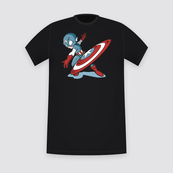 Marvel Captain America Chibi Shield Black T-Shirt