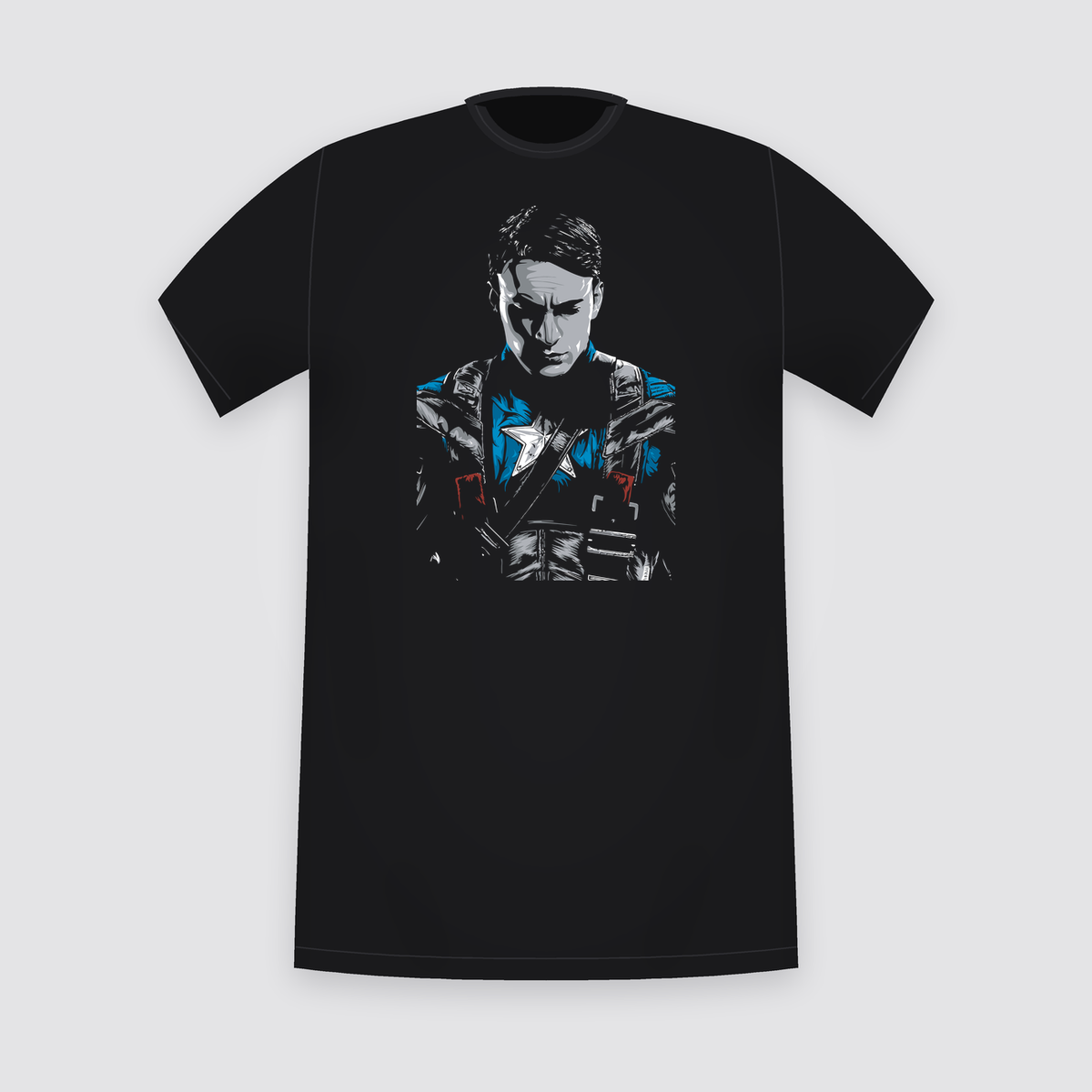 Marvel Captain America Stealth Suit Portrait Black T-Shirt