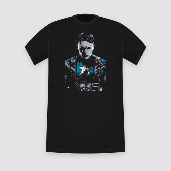 Marvel Captain America Stealth Suit Portrait Black T-Shirt
