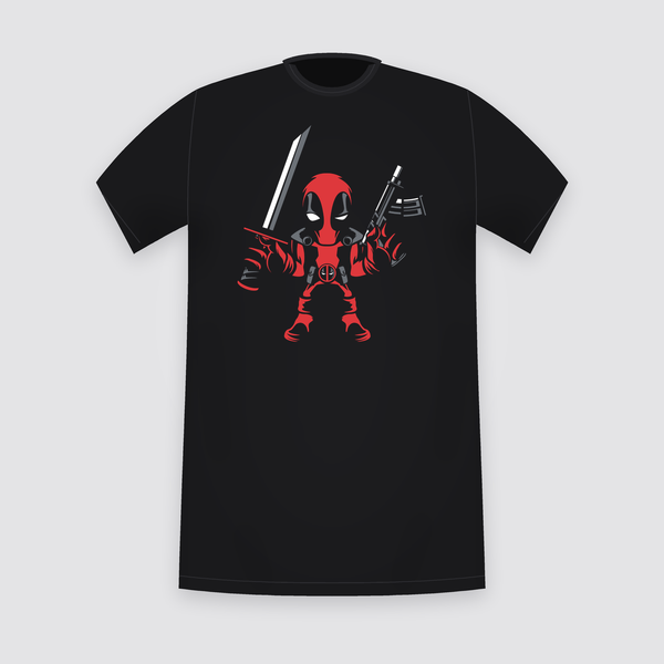 Marvel Deadpool Chibi Armed Black T-Shirt
