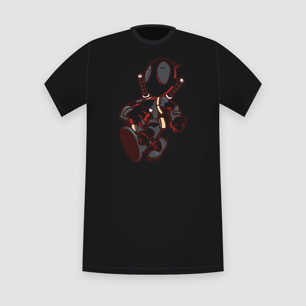 Marvel Deadpool Chibi Running Black T-Shirt