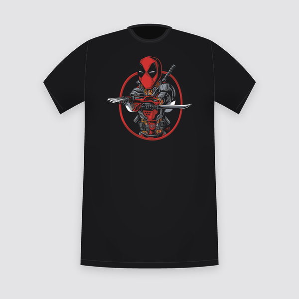 Marvel Deadpool Katana Circle Black T-Shirt