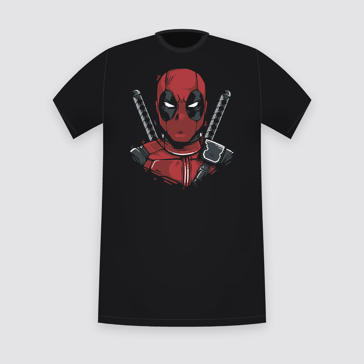 Marvel Deadpool Katana Portrait Black T-Shirt