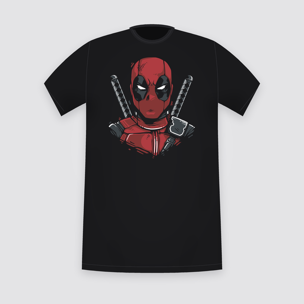 Marvel Deadpool Katana Portrait Black T-Shirt