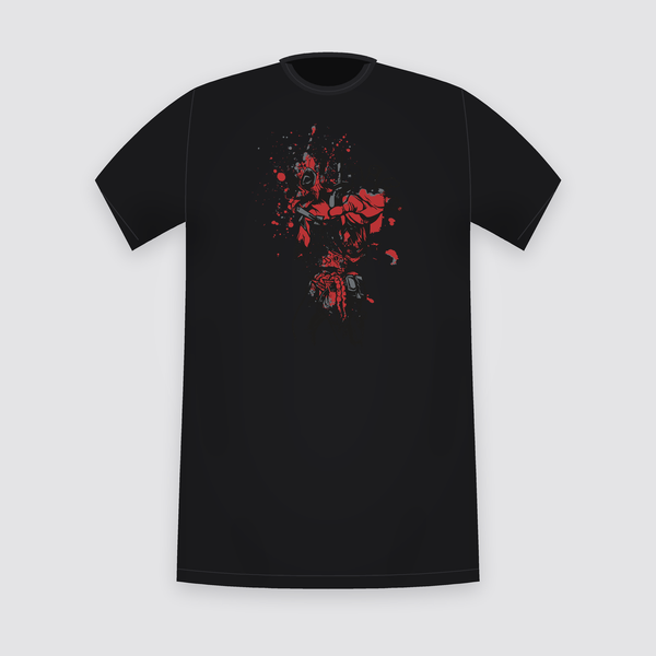 Marvel Deadpool Paint Splatter Action Black T-Shirt