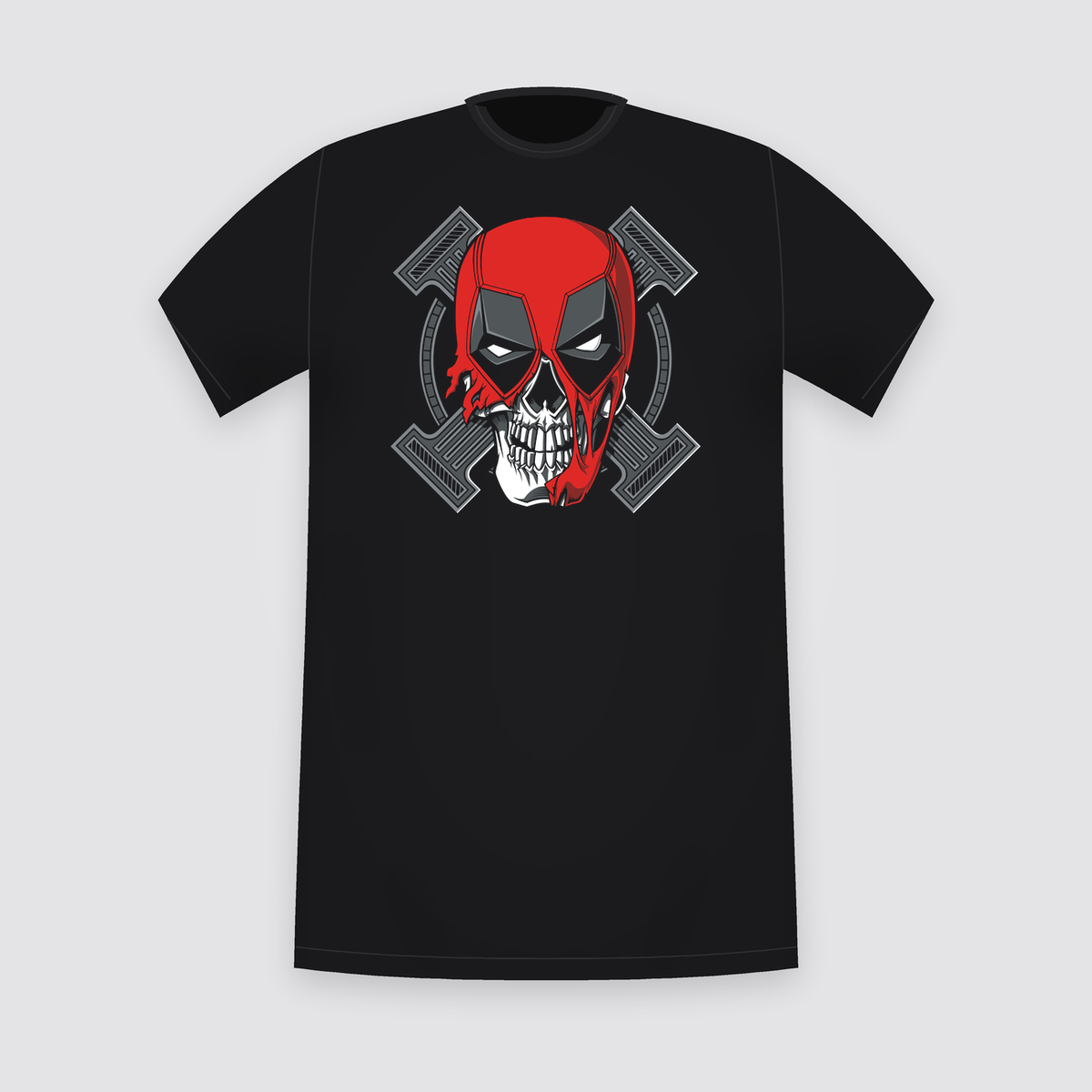 Marvel Deadpool Skull Emblem Black T-Shirt