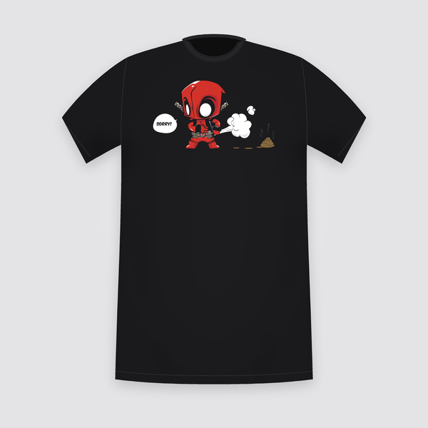 Marvel Deadpool Sorry Chibi Black T-Shirt