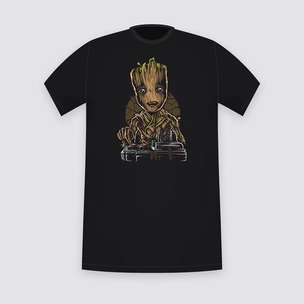 Marvel Groot DJ Black T-Shirt