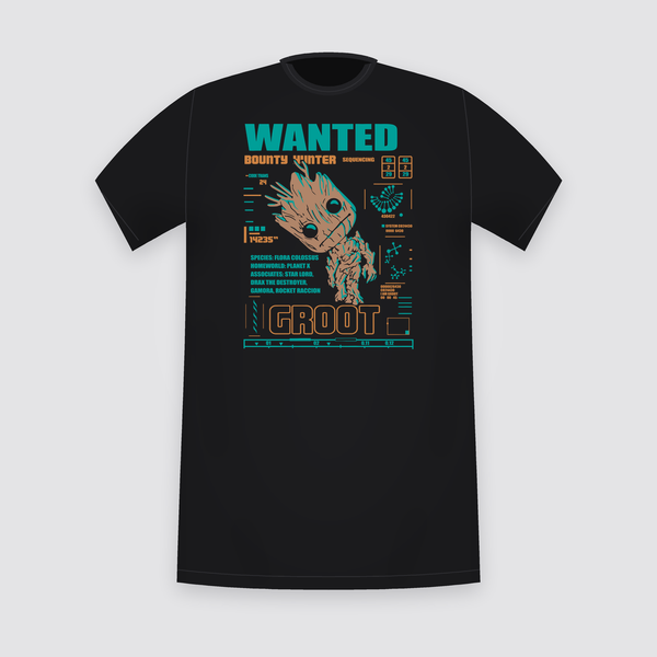 Marvel Groot Wanted Poster Black T-Shirt