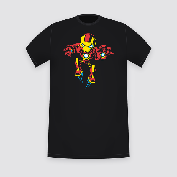 Marvel Iron Man Chibi Flight Black T-Shirt