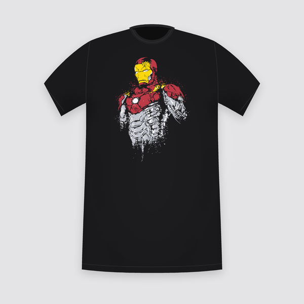 Marvel Iron Man Distressed Bust Black T-Shirt