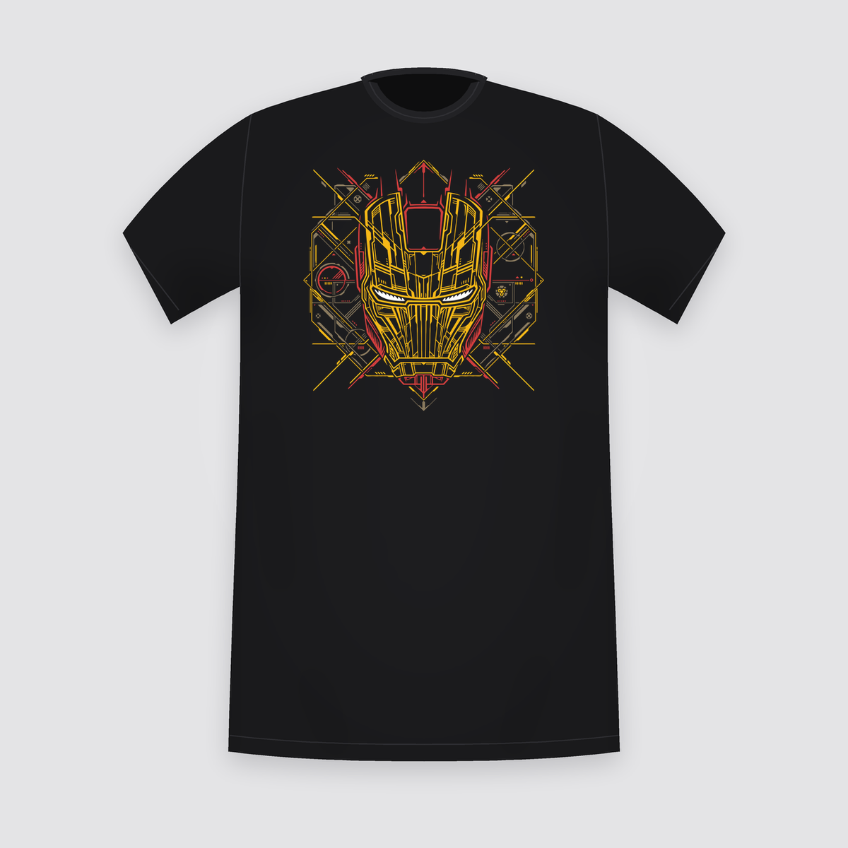 Marvel Iron Man Geometric Helmet Black T-Shirt