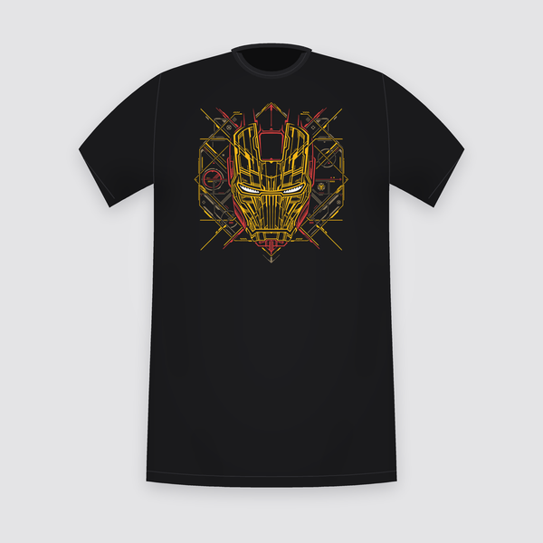 Marvel Iron Man Geometric Helmet Black T-Shirt