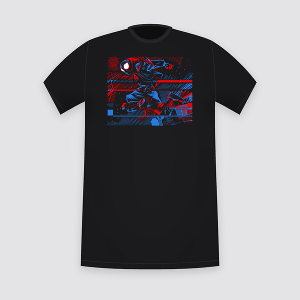 Marvel Miles Morales Glitch Panel Black T-Shirt