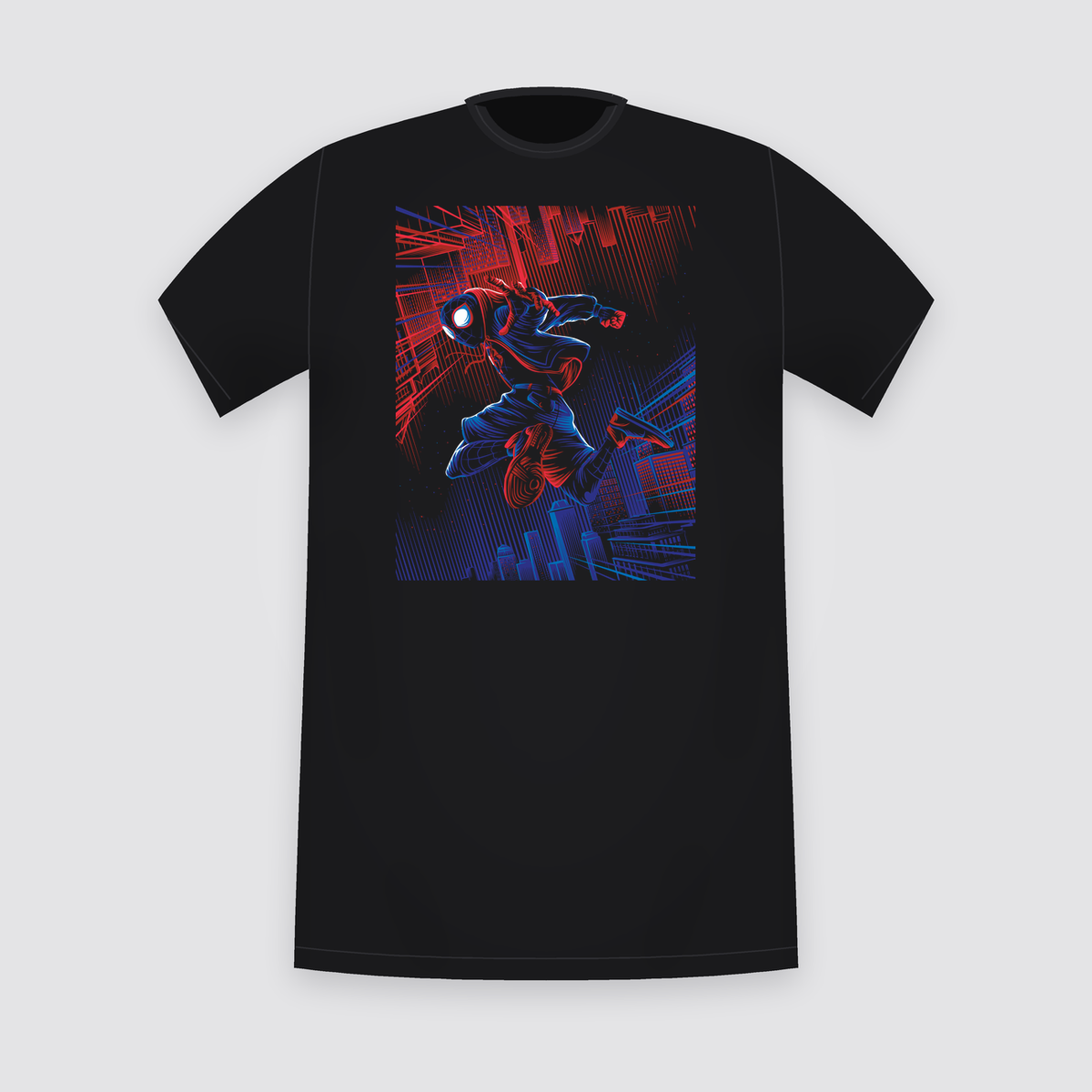 Marvel Miles Morales Neon Swing Black T-Shirt
