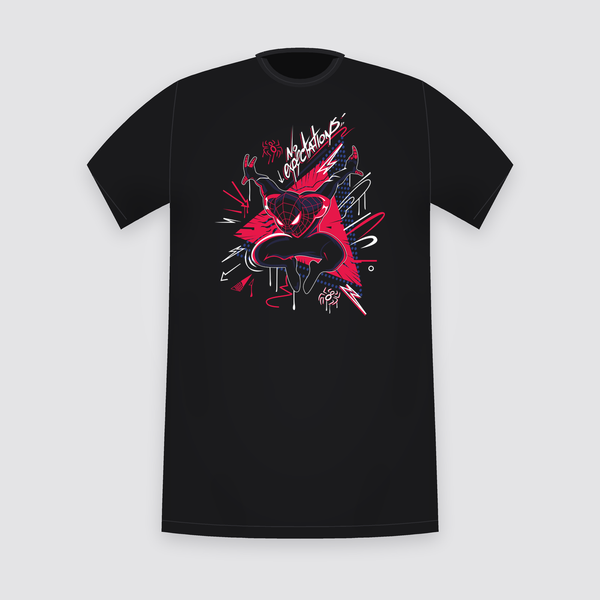 Marvel Miles Morales No Expectations Black T-Shirt