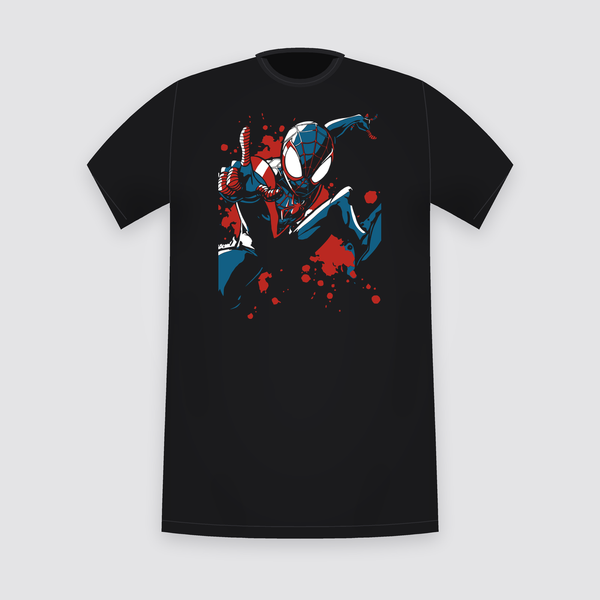 Marvel Miles Morales Paint Splatter Black T-Shirt