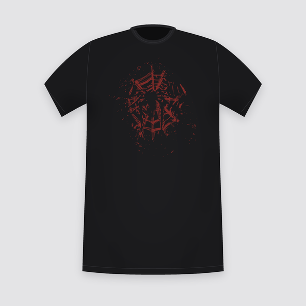 Marvel Spider-Man Distressed Web Emblem Black T-Shirt