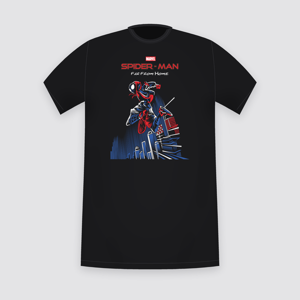 Marvel Spider-Man Far From Home City Swing Black T-Shirt