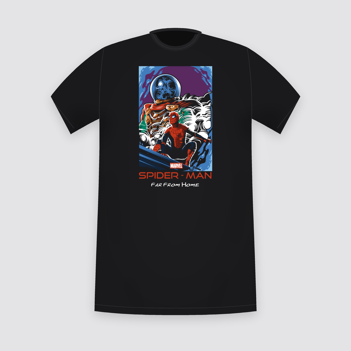 Marvel Spider-Man Far From Home Mysterio Poster Black T-Shirt
