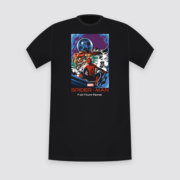 Marvel Spider-Man Far From Home Mysterio Poster Black T-Shirt