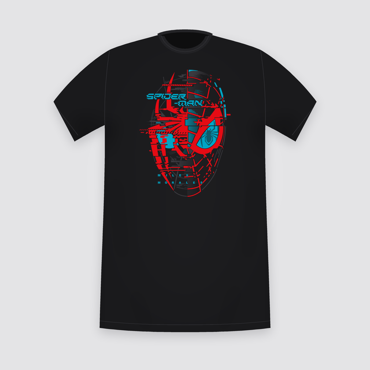Marvel Spider-Man Glitch Mask Black T-Shirt