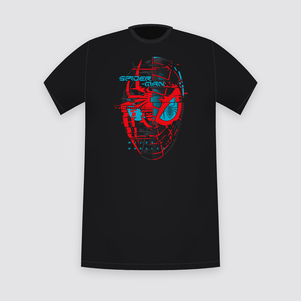 Marvel Spider-Man Glitch Mask Black T-Shirt