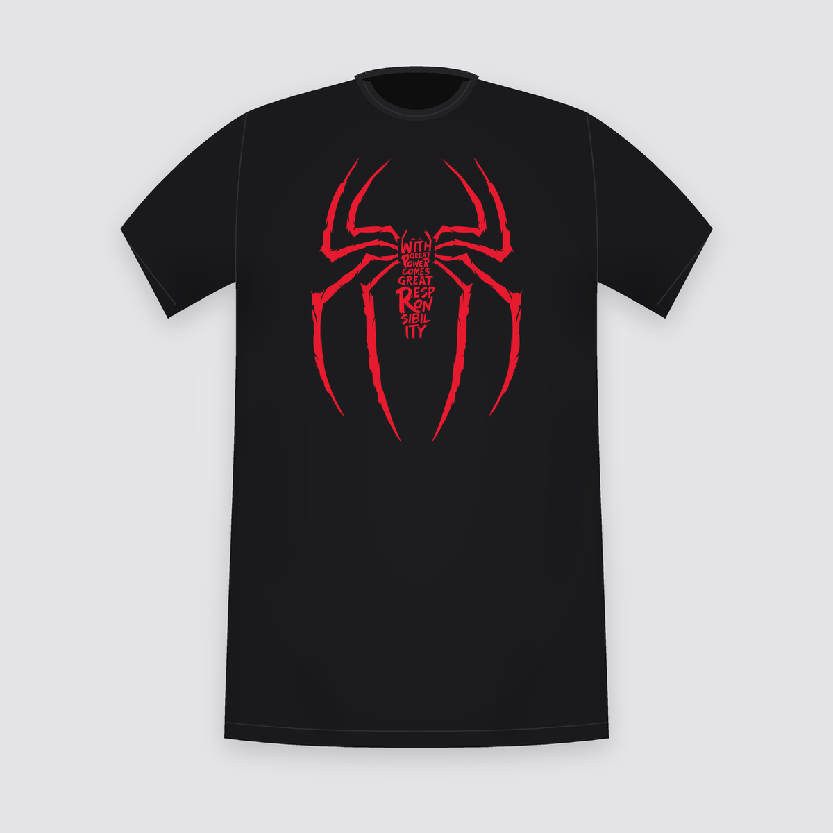 Marvel Spider-Man Great Responsibility Emblem Black T-Shirt