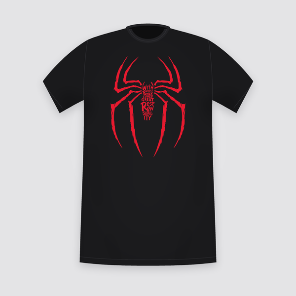 Marvel Spider-Man Great Responsibility Emblem Black T-Shirt