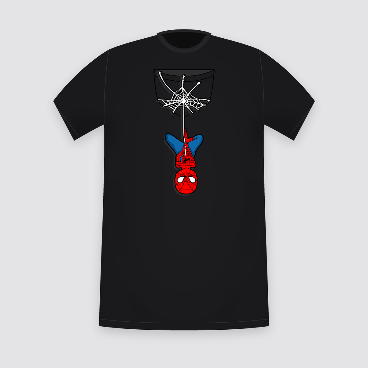 Marvel Spider-Man Hanging From Web Black T-Shirt
