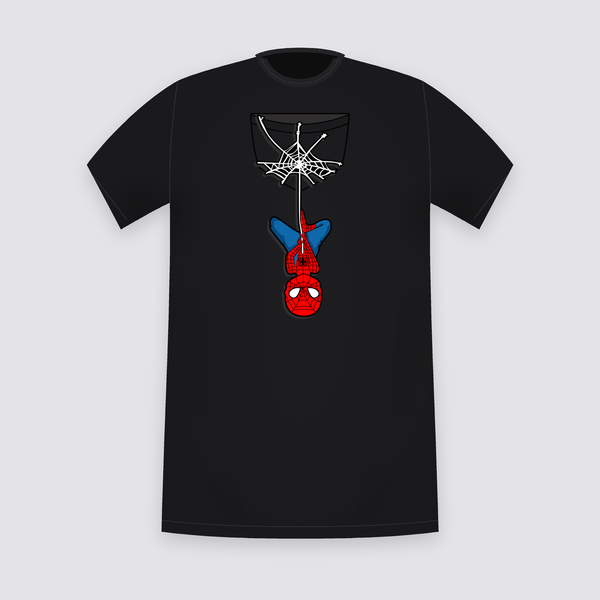 Marvel Spider-Man Hanging From Web Black T-Shirt