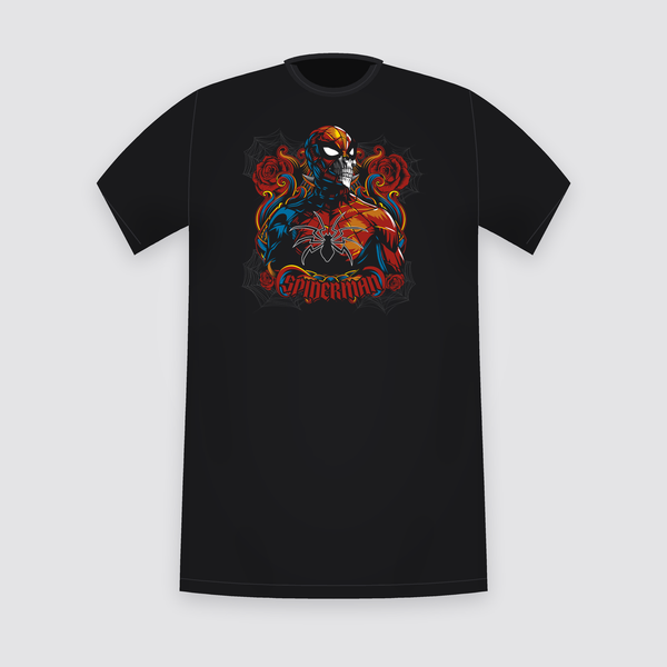 Marvel Spider-Man Skull and Roses Black T-Shirt