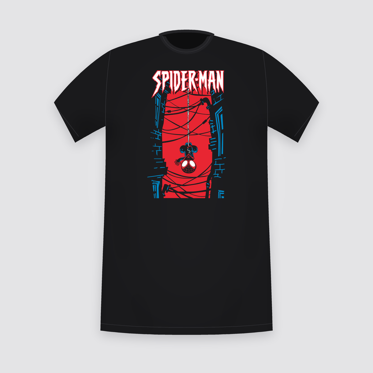Marvel Spider-Man Upside-Down Web Poster Black T-Shirt